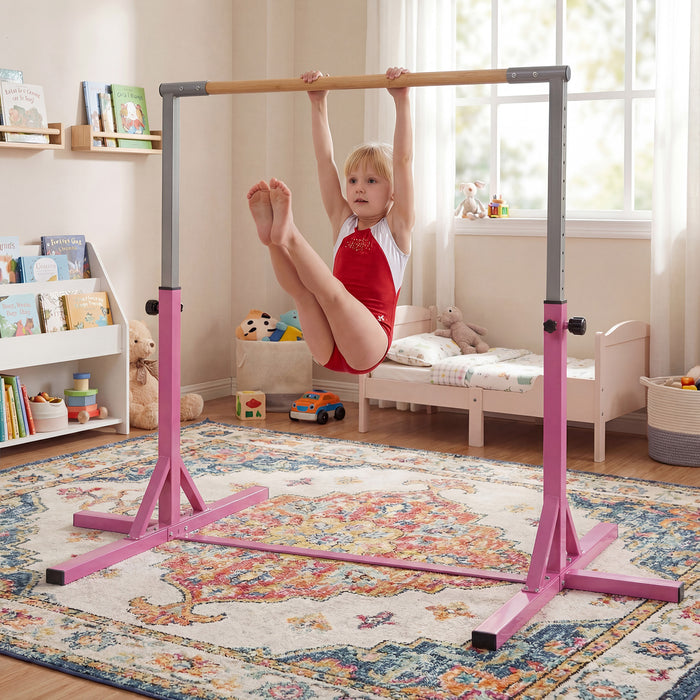 Gymnastics Bar Adjustable Horizontal Kip Bar with 85-145 CM 12-Level Height-