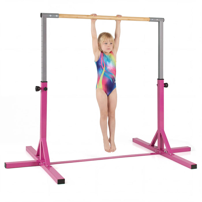 Gymnastics Bar Adjustable Horizontal Kip Bar with 85-145 CM 12-Level Height-