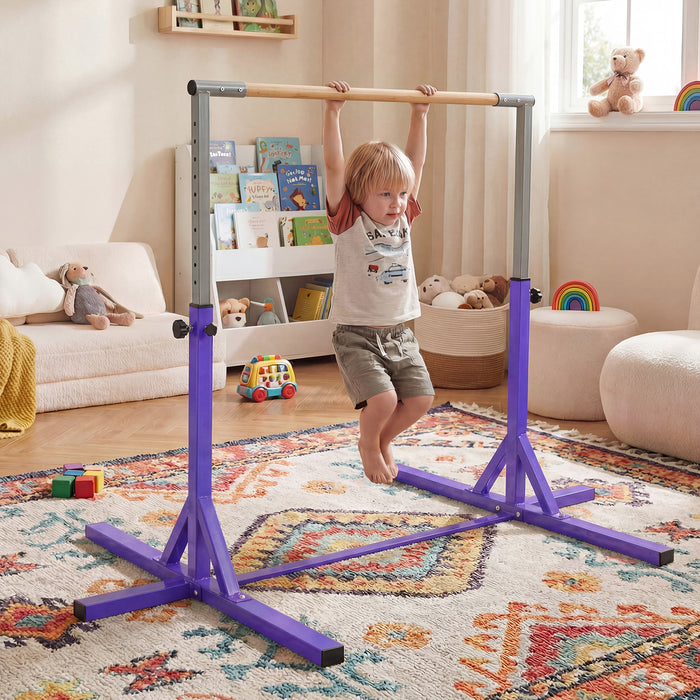 Gymnastics Bar Adjustable Horizontal Kip Bar with 85-145 CM 12-Level Height-