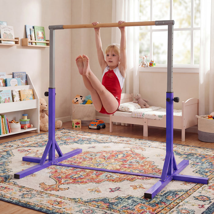 Gymnastics Bar Adjustable Horizontal Kip Bar with 85-145 CM 12-Level Height-