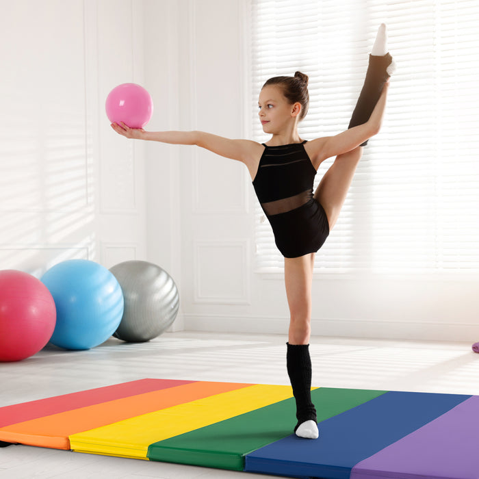 Gymnastics Mat Tri-Fold Thick Tumbling Mat with Hook and Loop Fasteners-Green