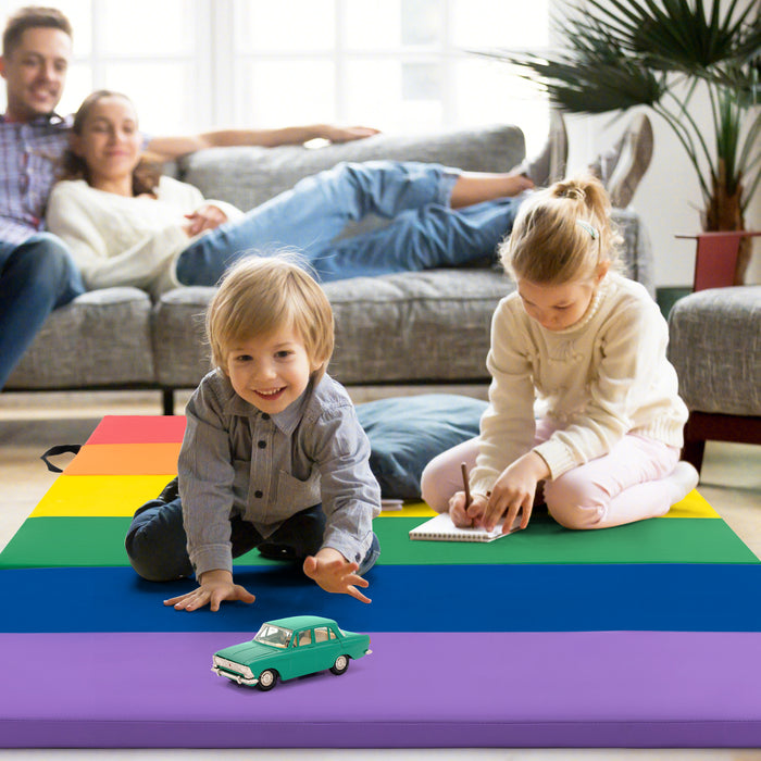 Gymnastics Mat Tri-Fold Thick Tumbling Mat with Hook and Loop Fasteners-Green