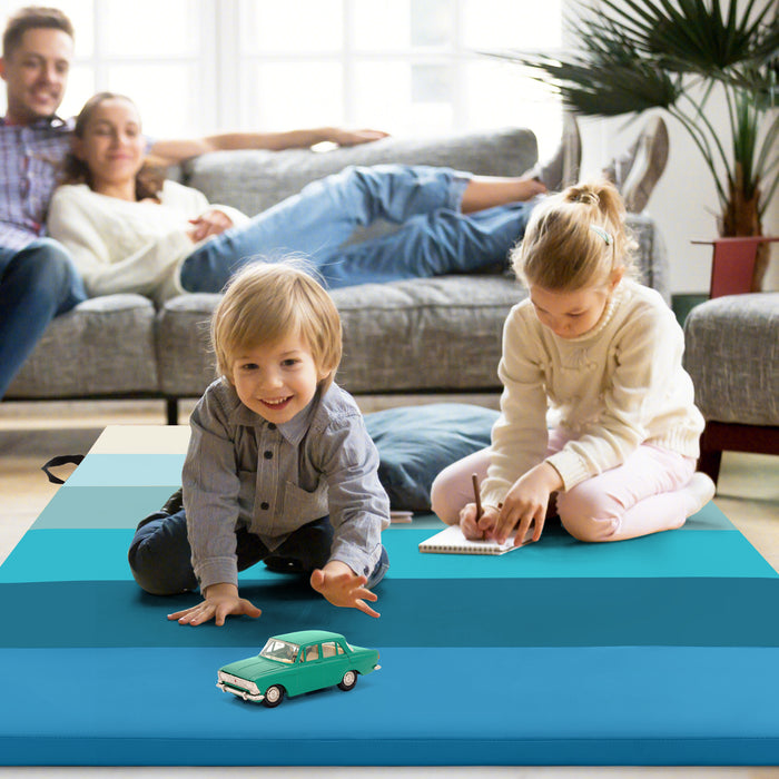 Gymnastics Mat Tri-Fold Thick Tumbling Mat with Hook and Loop Fasteners-Green