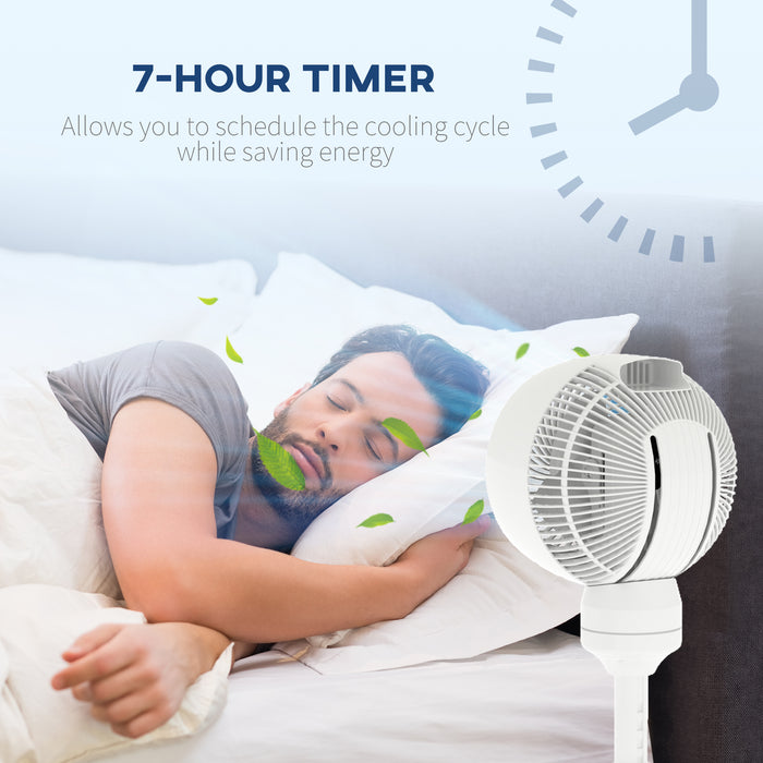 HOMCOM 9'' Air Circulator Fan 3 Speed 3 Mode, 70° Oscillation 90° Vertical Tilt, Height Adjustable, Remote Controller, for Living Room, Bedroom, Office, White