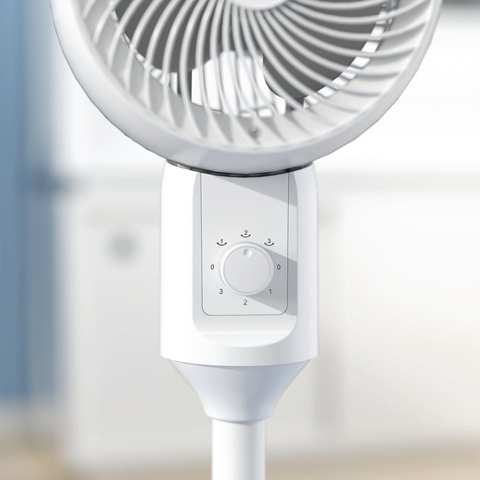 HOMCOM 9'' Air Circulator Fan 3 Speed, 70° Oscillation 90° Vertical Tilt, Carry Handle, Pedestal Fan, Pedestal Fan for Living Room, Bedroom, Office, White
