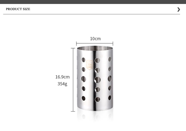 Stainless Steel Kitchen Utensil Holder – Drain Tube for Chopsticks, Spoons & Forks