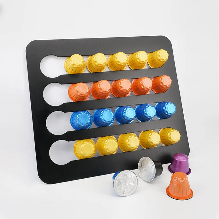 Rotating Coffee Capsule Tower – Aluminium Pod Holder for 24 or 40 Nespresso Original Capsules