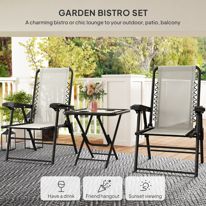 Outsunny Three-Piece Garden Table and Chair Set - Cream White