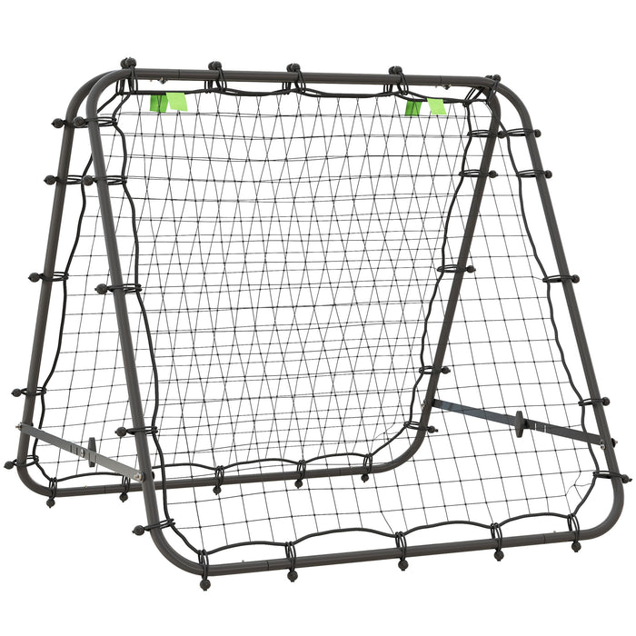HOMCOM Double Sided Football Rebounder Net, Football Rebound Goal with 5 Adjustable Angles, Black