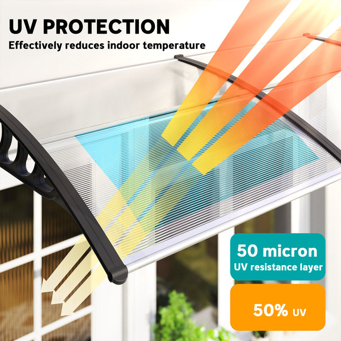 Outsunny Front Door Canopy, Outdoor Awning, Rain Shelter, 303 x 96cm , Clear