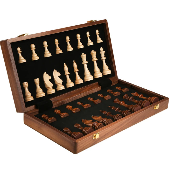 Wooden Folding Chess Set — 39×39cm Traditional Handcrafted Pieces