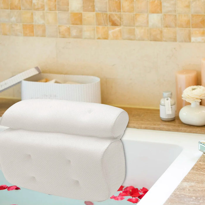 3D Mesh Bath Pillow with Suction Cups — Neck & Back Support for Bath and Spa