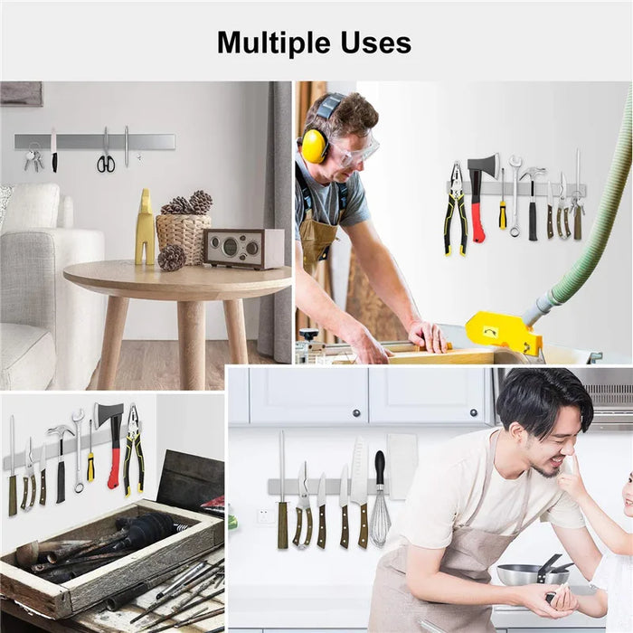 Stainless Steel Magnetic Knife Strip – Wall-Mount Holder (300/400/500mm)