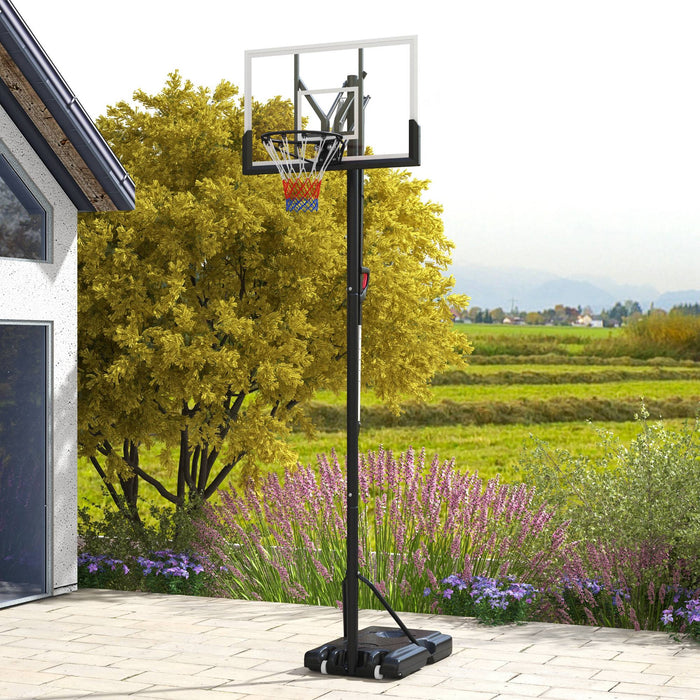 Height-Adjustable Basketball Hoop System - 6-Level, Freestanding with Wheels, 2.35M-3.05M Range - Perfect for Home Sports & Outdoor Recreation