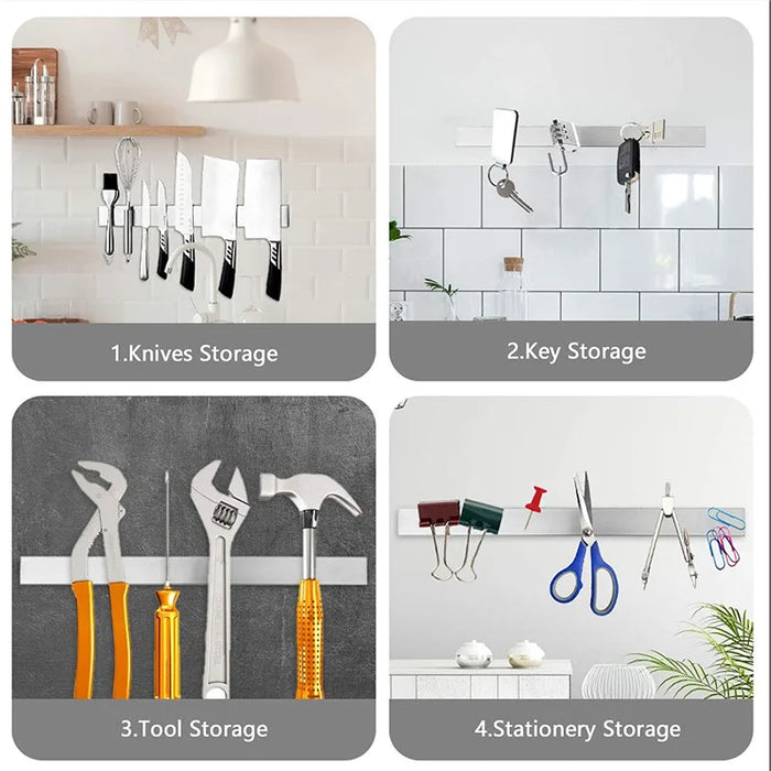 Stainless Steel Magnetic Knife Strip – Wall-Mount Holder (300/400/500mm)