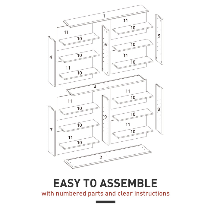HOMCOM 16-Compartment Media Shelf- White