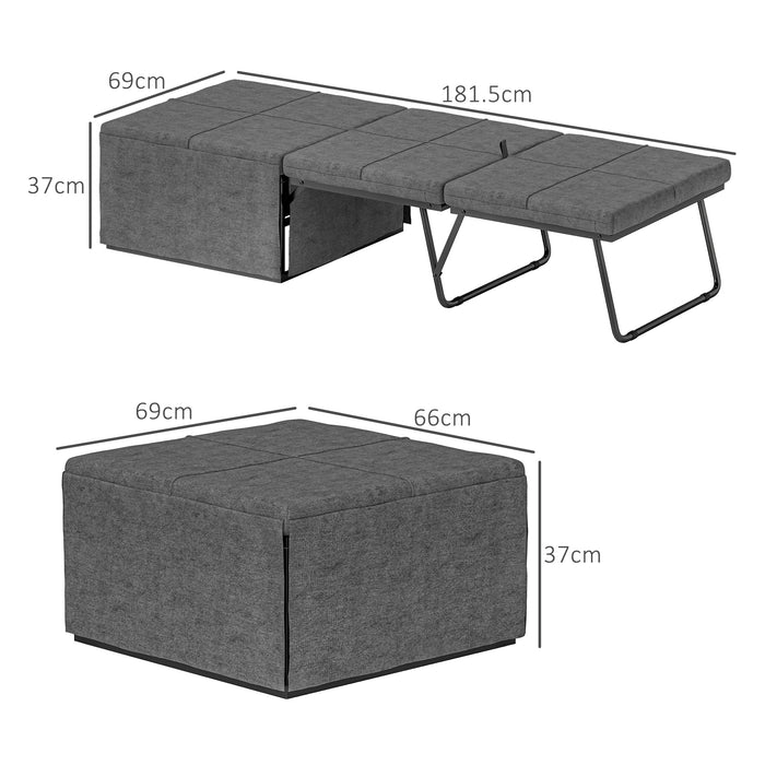 HOMCOM Single Folding Bed with Linen Sponge Mattress and Dust Cover, Foldable Guest Bed with Metal Frame, 69 x 181.5 cm, Grey
