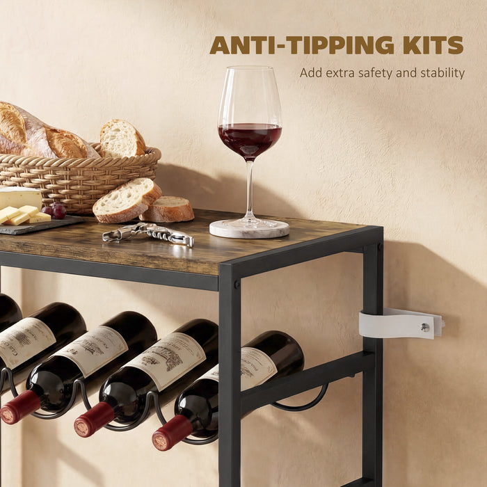 HOMCOM 30 Bottles Wine Rack, 6 Tier Free Standing Wine Storage Holder with Wood Effect Tabletop, Rustic Brown