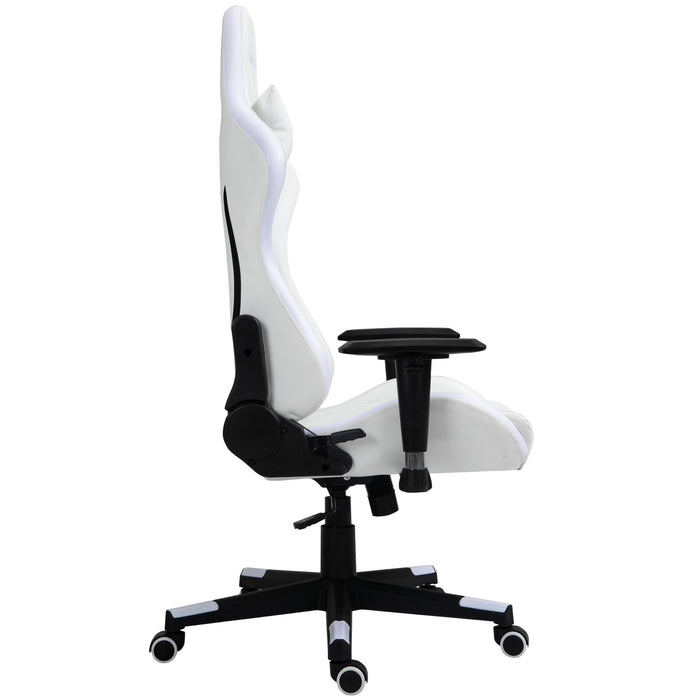 Ergonomic Racing Gaming Chair with RGB LED Illumination - 2D Adjustable Armrests, Lumbar Support, Swivel & Height Functions - Ideal for Home Office & Gamers