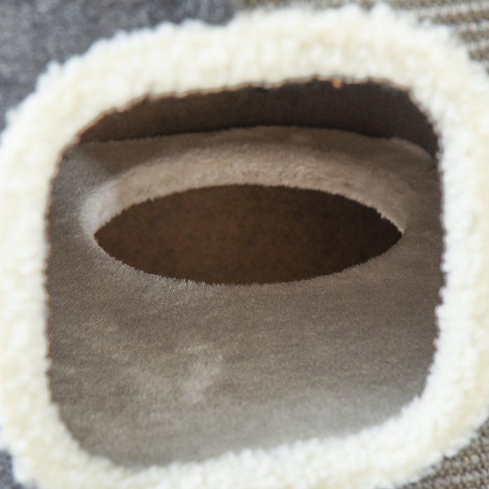 PawHut Cat Barrel Scratching Post Cat Tree for Indoor Cats Kitten Climbing Frame Pet Play Tower Soft Plush & Lamb Fleece Grey