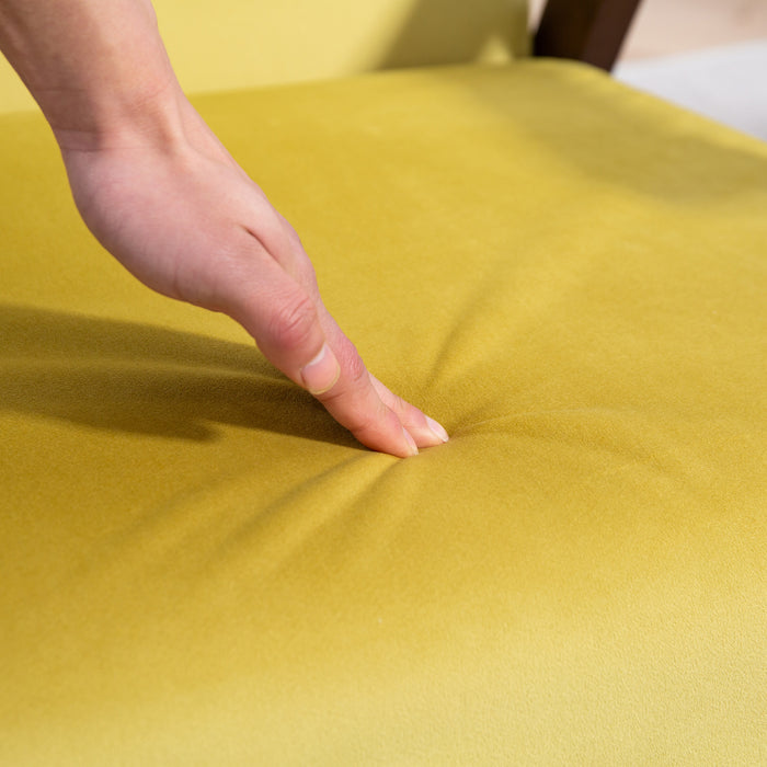 HOMCOM Nordic Accent Chair, Upholstered Velvet Armchair with Solid Wood Frame and Soft Thick Padded for Living Room, Bedroom, Champagne