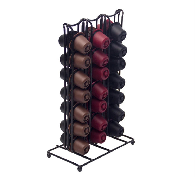 360° Rotating 24-Capsule Stainless Steel Coffee Pod Holder JT222