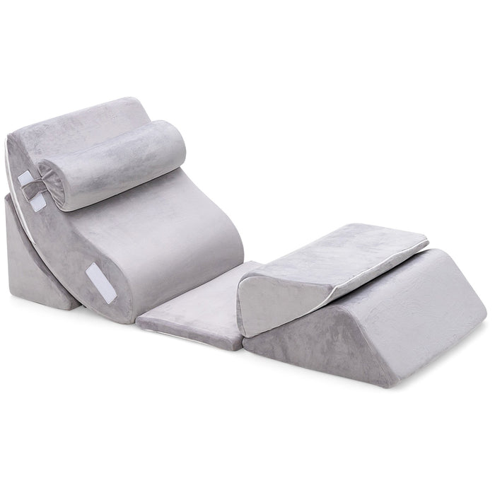 6 Pieces Folding Memory Foam Bed Wedge Pillows Set with Headrest-