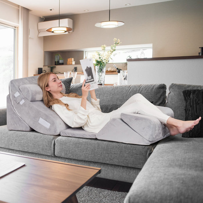 6 Pieces Folding Memory Foam Bed Wedge Pillows Set with Headrest-