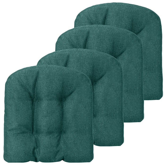4-Piece Tufted Seat Cushions Set - Non-Slip Backing, Vibrant Orange Color - Comfortable Indoor Seating Solution
