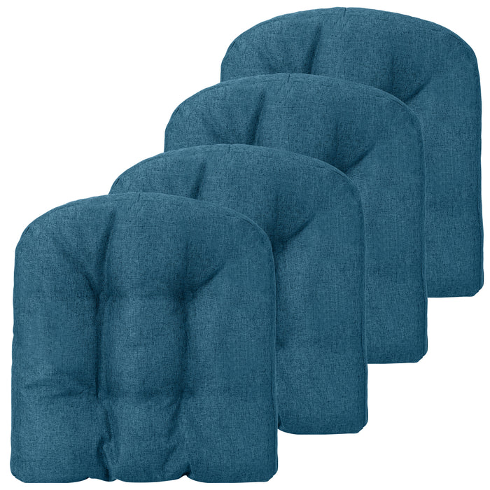 4-Piece Tufted Seat Cushions Set - Non-Slip Backing, Vibrant Orange Color - Comfortable Indoor Seating Solution