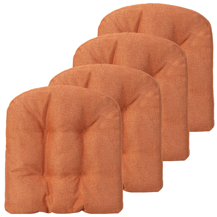 4-Piece Tufted Seat Cushions Set - Non-Slip Backing, Vibrant Orange Color - Comfortable Indoor Seating Solution