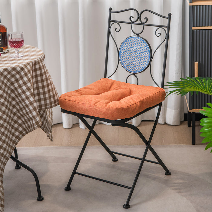 4-Piece Tufted Seat Cushions Set - Non-Slip Backing, Vibrant Orange Color - Comfortable Indoor Seating Solution