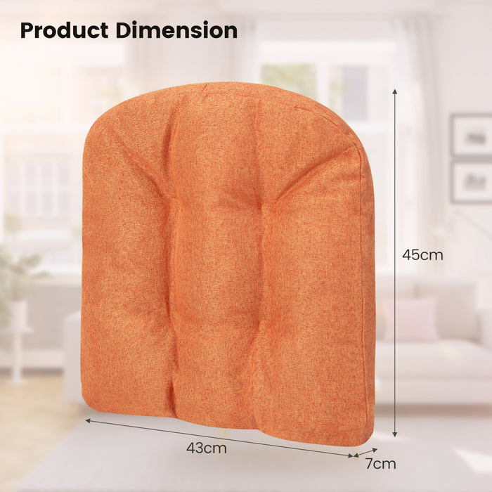 4-Piece Tufted Seat Cushions Set - Non-Slip Backing, Vibrant Orange Color - Comfortable Indoor Seating Solution