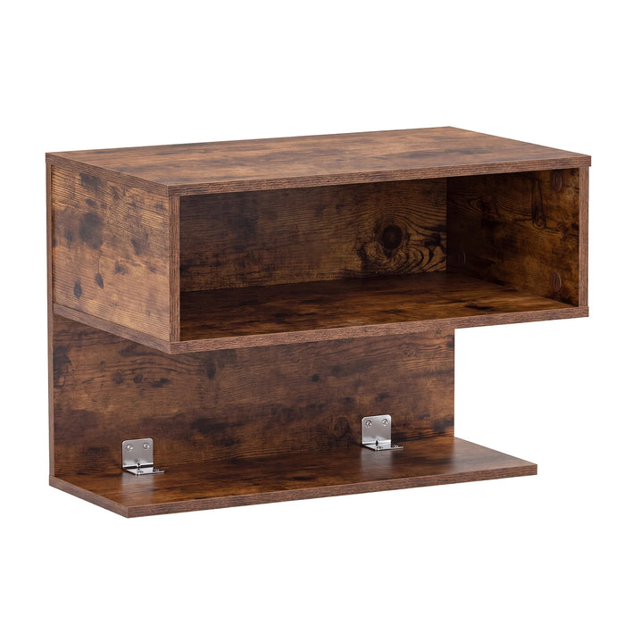 Wall Mounted Bedside Table with Storage Shelves-