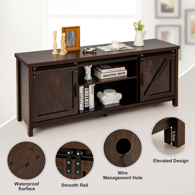 Farmhouse Inspired TV Stand - Rustic Barn Door Design, Fits upto 65 Inch Televisions - Perfect Addition for a Chic Living Room Decor