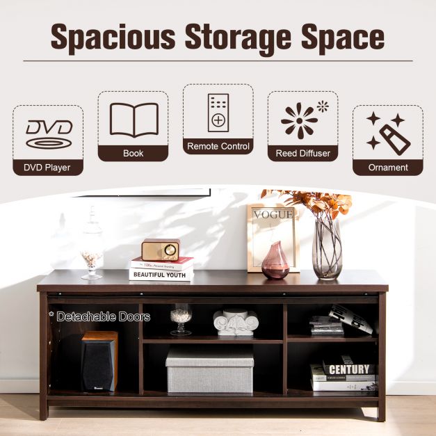 Farmhouse Inspired TV Stand - Rustic Barn Door Design, Fits upto 65 Inch Televisions - Perfect Addition for a Chic Living Room Decor