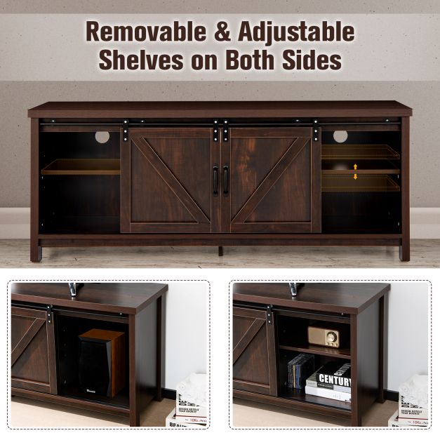 Farmhouse Inspired TV Stand - Rustic Barn Door Design, Fits upto 65 Inch Televisions - Perfect Addition for a Chic Living Room Decor