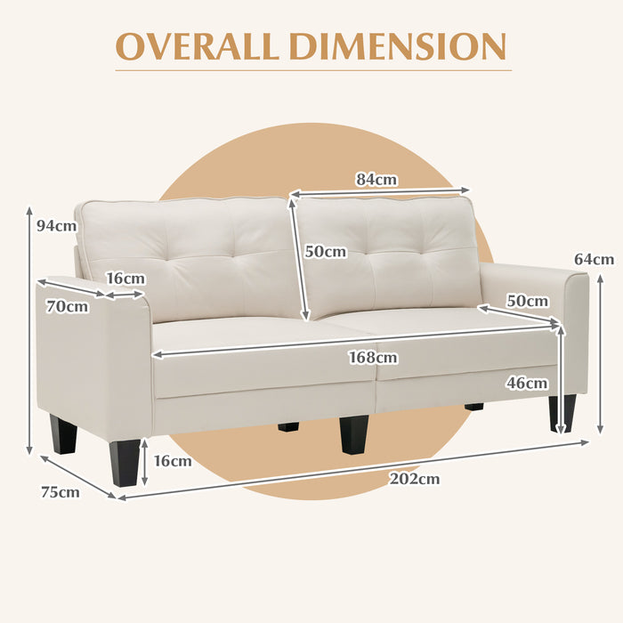 Modern Upholstered Corner Sofa Couch with 2 Removable Back Cushions-