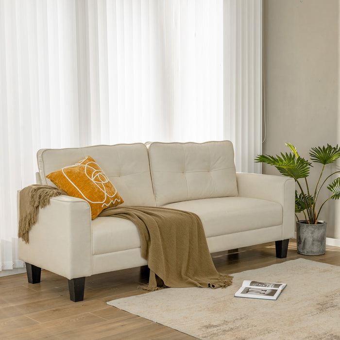 Modern Upholstered Corner Sofa Couch with 2 Removable Back Cushions-