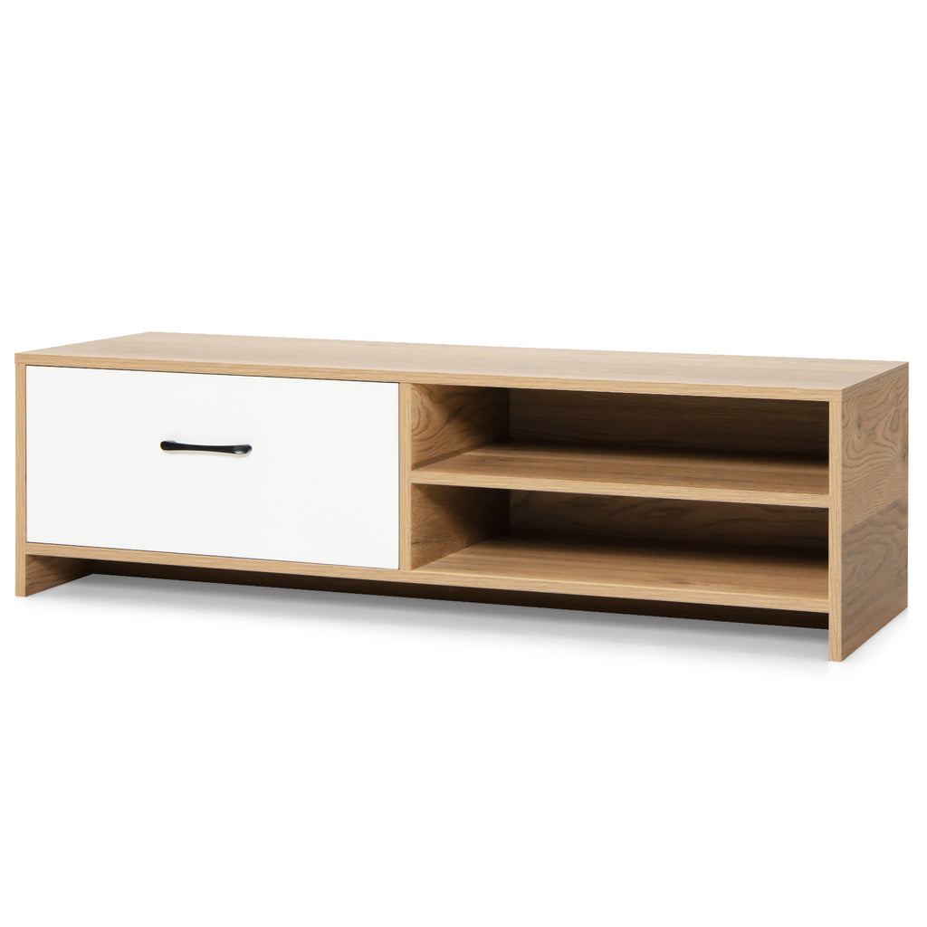 Wooden Furniture Creations-TV Stand With Drawer and 2 Shelves - Space-Saving Stand Ideal for TVs Up to 55 Inches