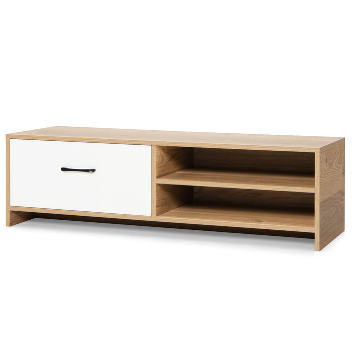 Wooden Furniture Creations-TV Stand With Drawer and 2 Shelves - Space-Saving Stand Ideal for TVs Up to 55 Inches