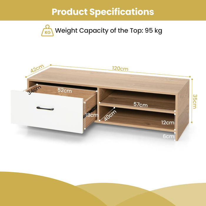 Wooden Furniture Creations-TV Stand With Drawer and 2 Shelves - Space-Saving Stand Ideal for TVs Up to 55 Inches