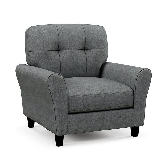 Upholstered Tufted Accent Chair - Grey with Non-slip Foot Pads - Ideal for Enhancing Room Decor and Ensuring Safety on Slippery Floors