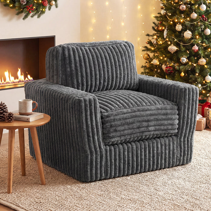 Furry Boneless Couch for Small Spaces with Removable Cover and Pillow-