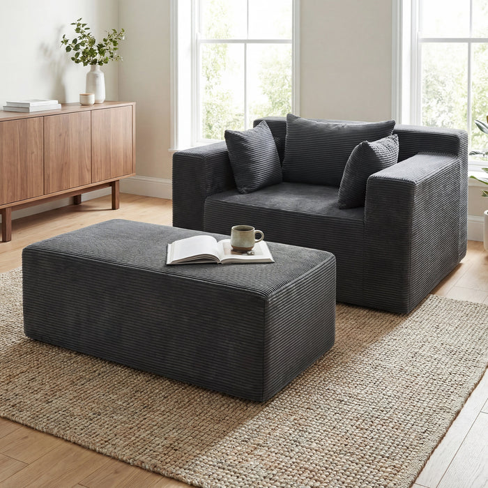 Single Foam Sofa with Ottoman and Pillows Bean Bag Chair No Assembly-