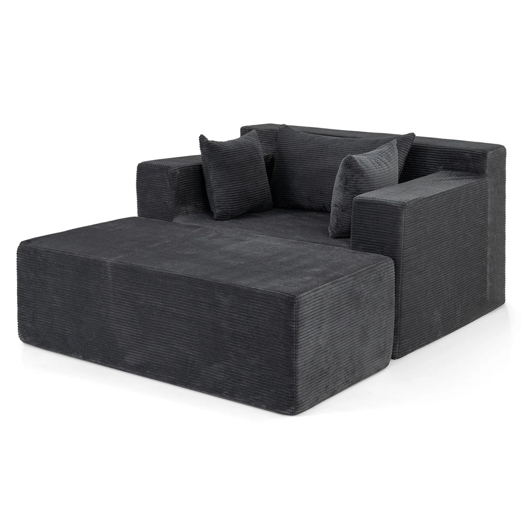 Single Foam Sofa with Ottoman and Pillows Bean Bag Chair No Assembly-