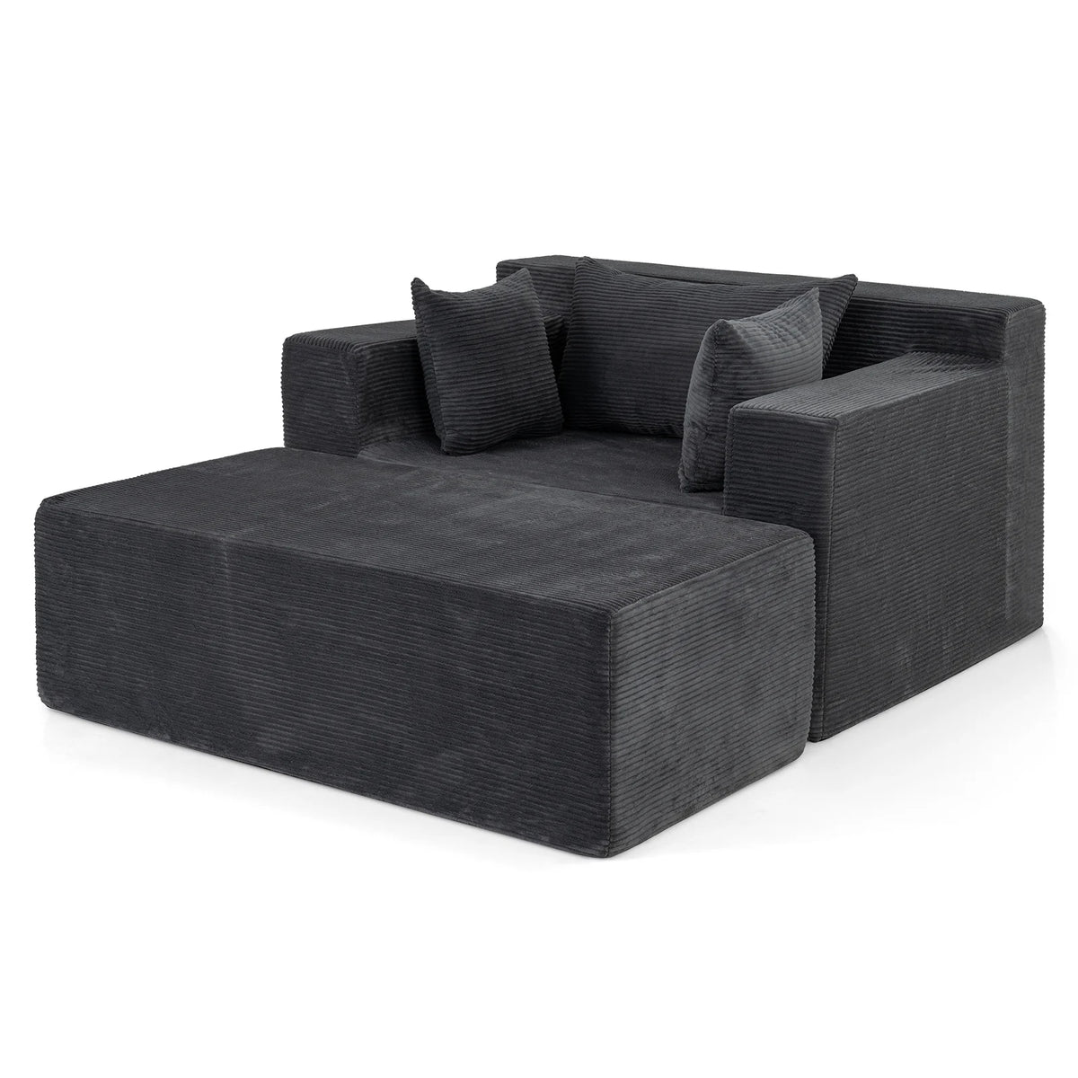 Single Foam Sofa with Ottoman and Pillows Bean Bag Chair No Assembly-