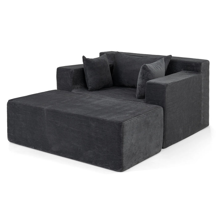 Single Foam Sofa with Ottoman and Pillows Bean Bag Chair No Assembly-