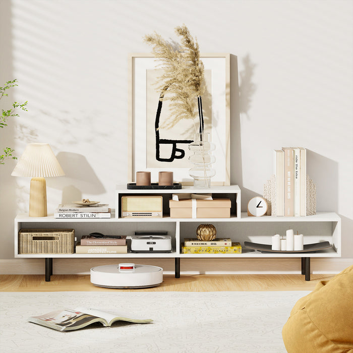 3 Cubby TV Stand Entertainment Center with Compartments-