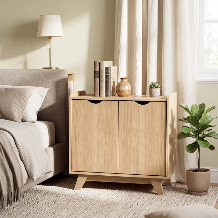 2 Door Modern Wooden Buffet Sideboard Organizer with Adjustable Shelf-